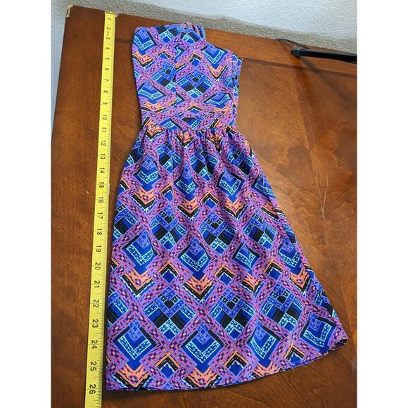 Bethany Mota Aeropostale Dress Small Purple Geometric Strappy Zipper Boho Mini - Picture 9 of 11